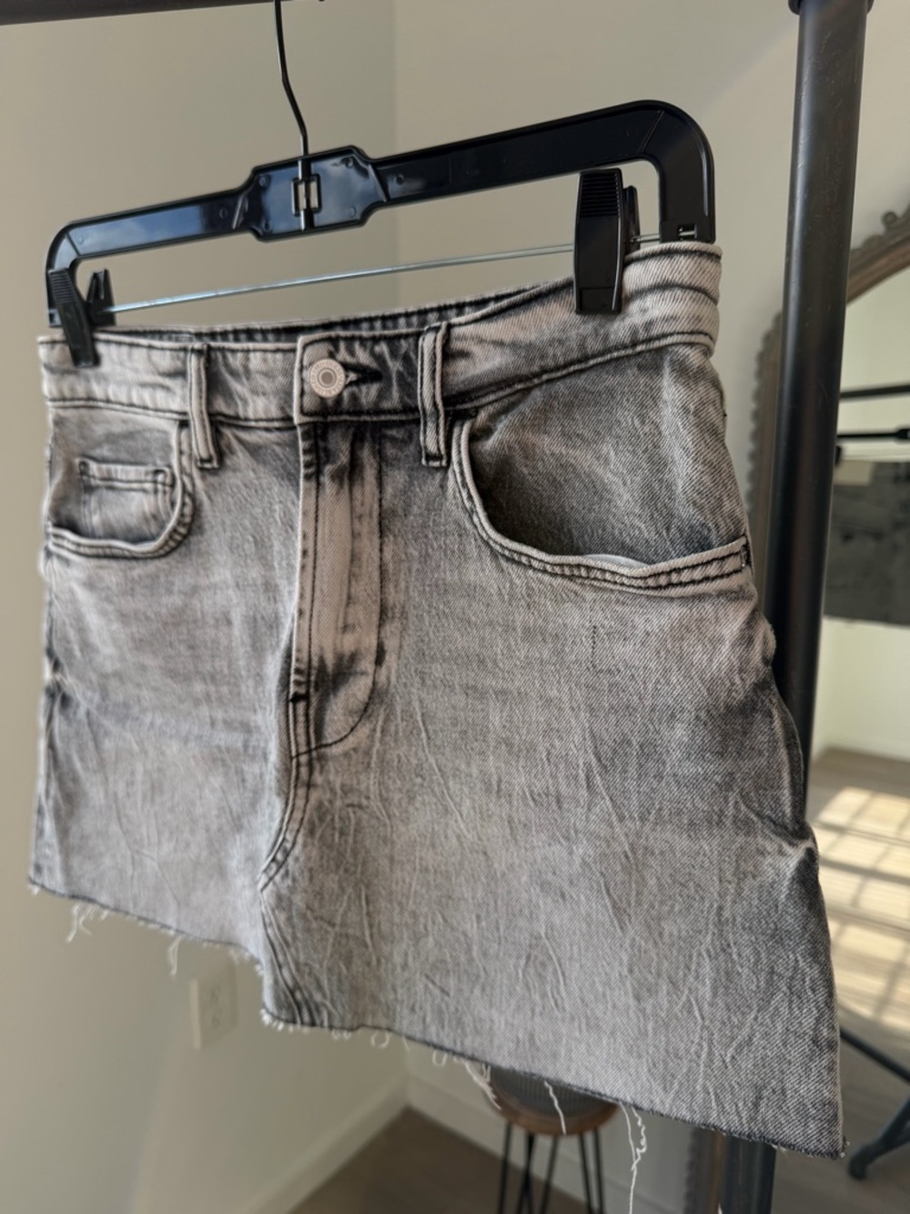 Guess Light Gray Washed Denim Skirt
